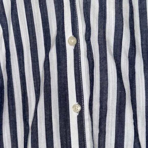St. John's Bay Navy and White Striped Button Down Shirt - Picture 4 of 4